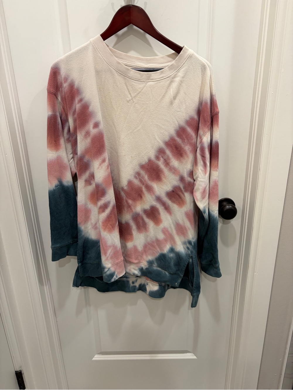 Maurices Pink & Teal Tie-Dye Pullover Sweatshirt